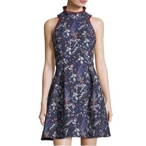 Nicole Miller Jacquard Fit & Flare
Dress Navy Blue Floral